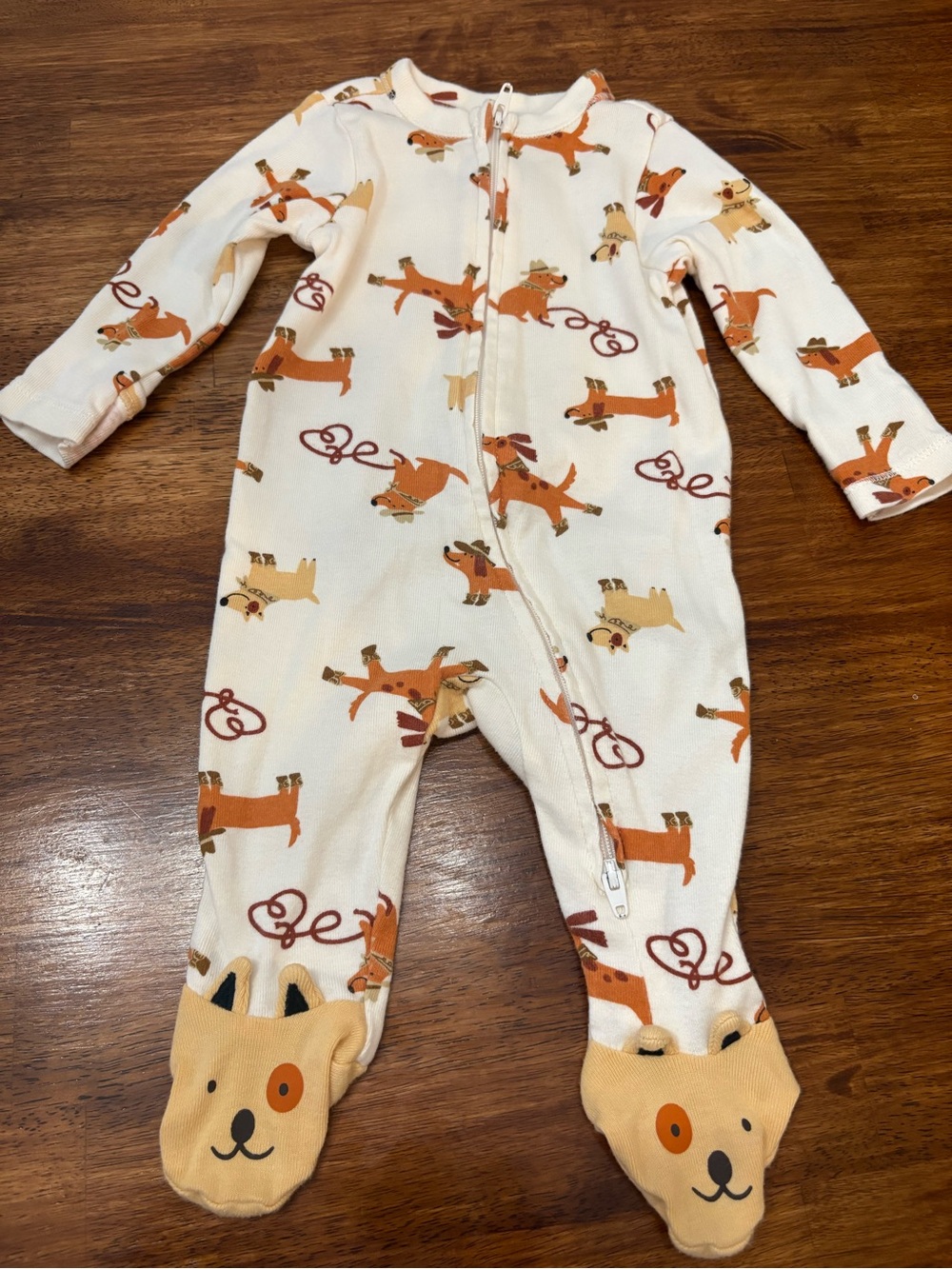 Old Navy Cream Dog Print Footed Pajamas